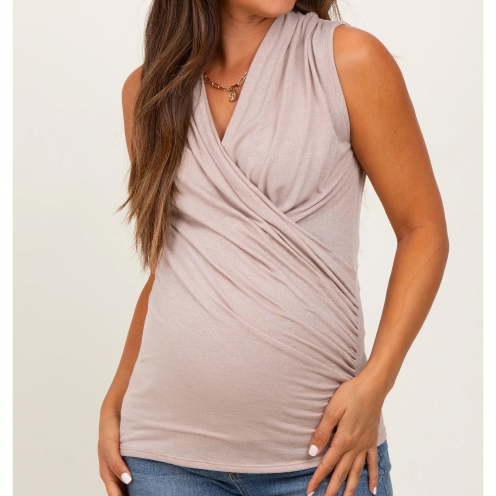 PinkBlush Beige Crossover Maternity top